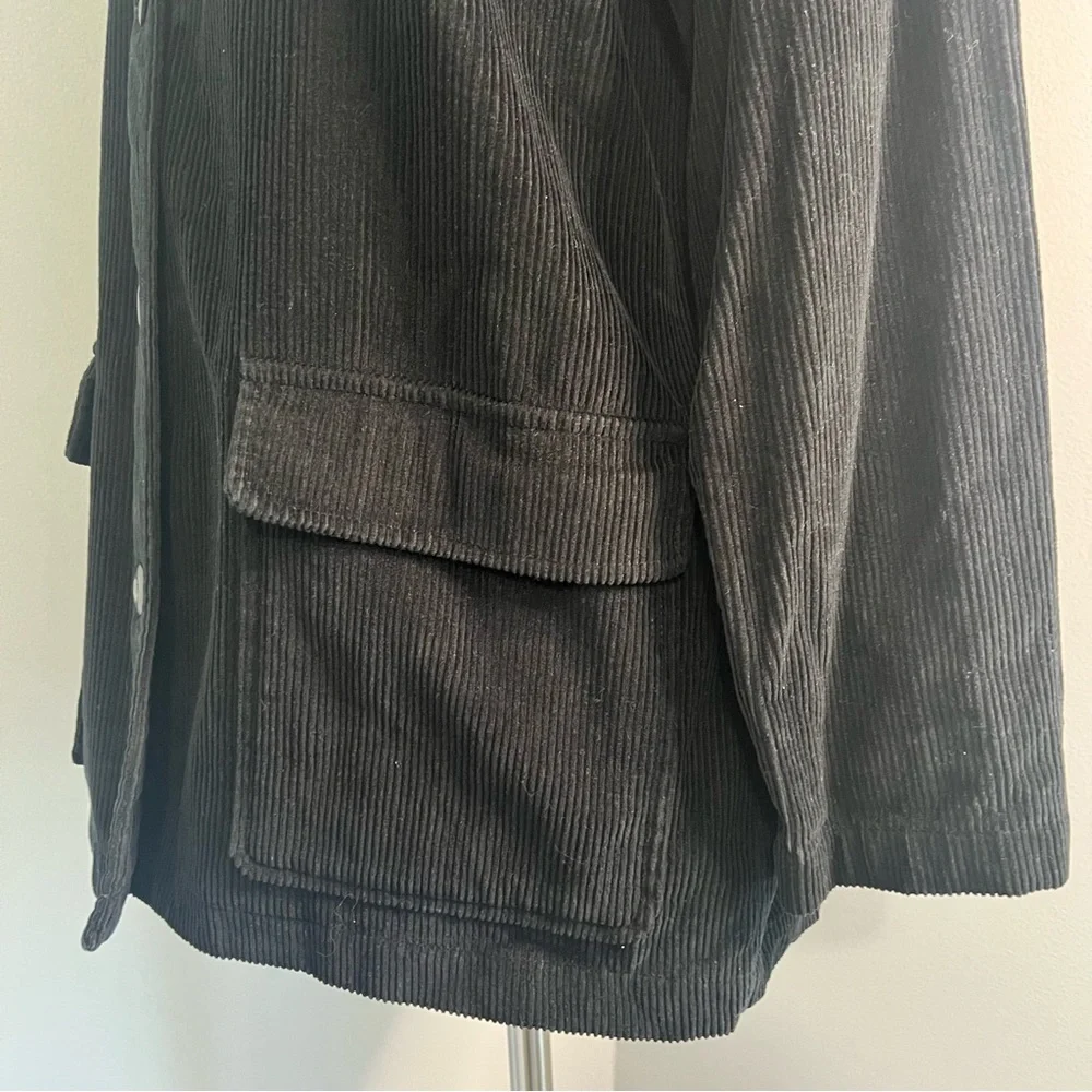 Liz Claiborne LizSport S Petite Black Corduroy Button Front Barn Jacket - Picture 8 of 12